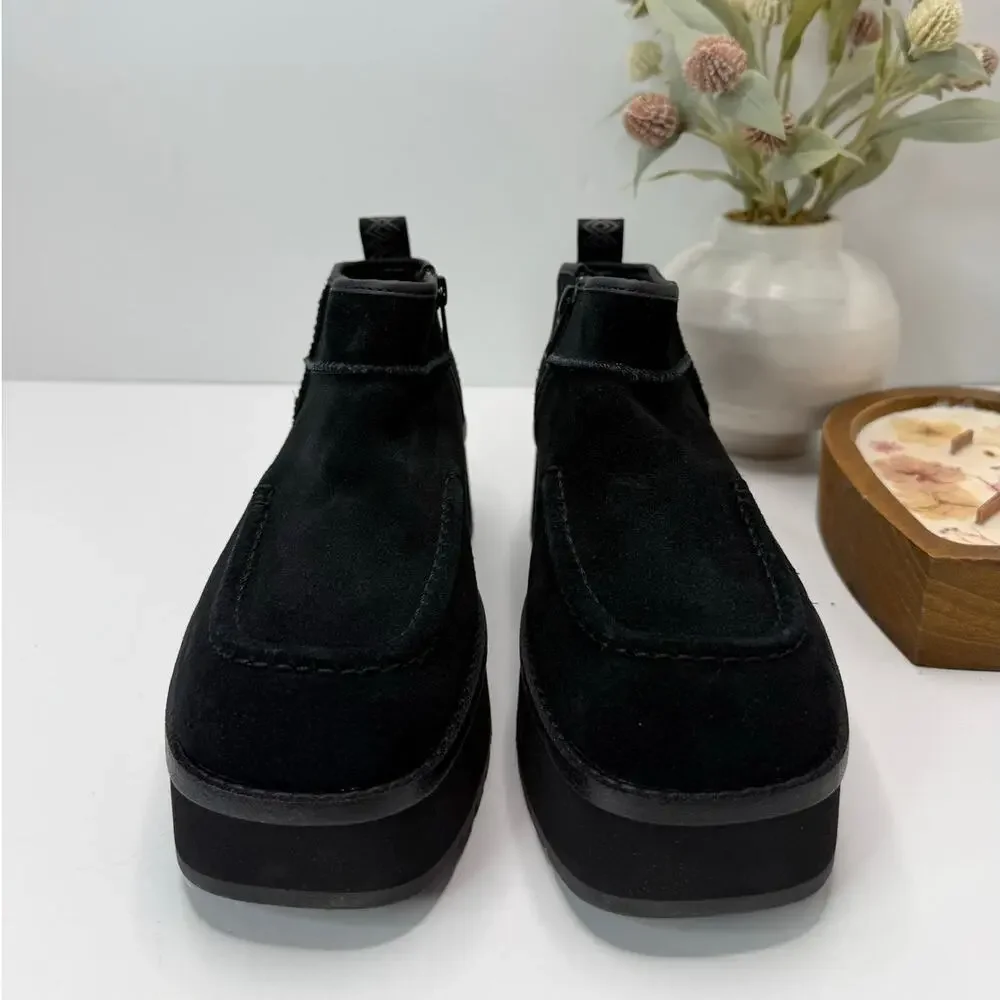 UGG Cityfunc Suede Ultra Mini Platform Water Resistant Boot Black Women 6.5 NWOB